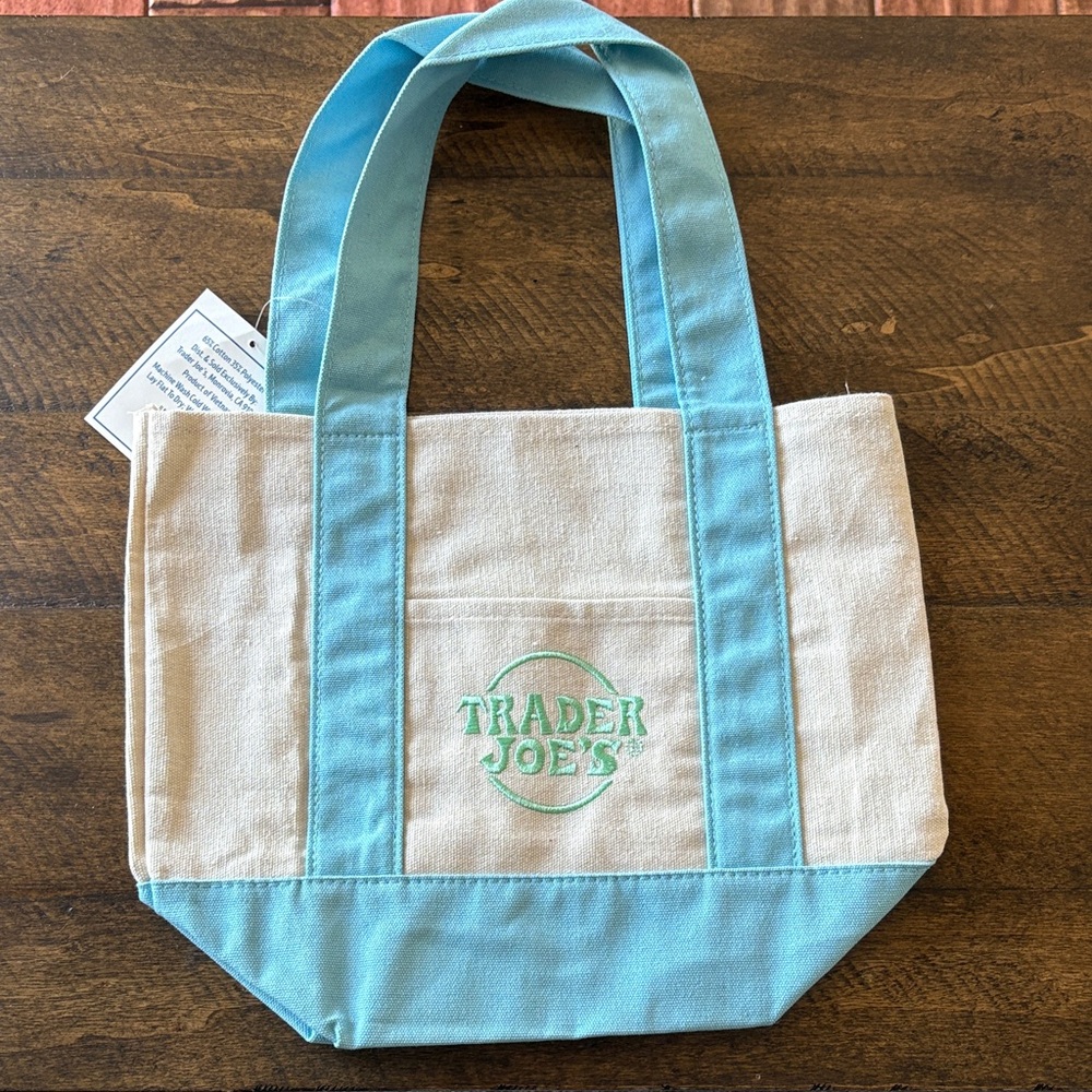 Trader Joe’s Designer Mini Pastel Canvas Tote Bag in Light Blue